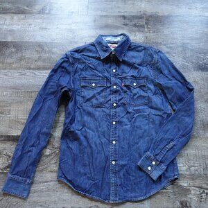 Levi's Blue Denim Mens Medium long sleeve Casual Button Down Shirt western style
